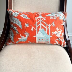 Thibaut Imperial Pagoda in Coral Pillow Covers with Inserts